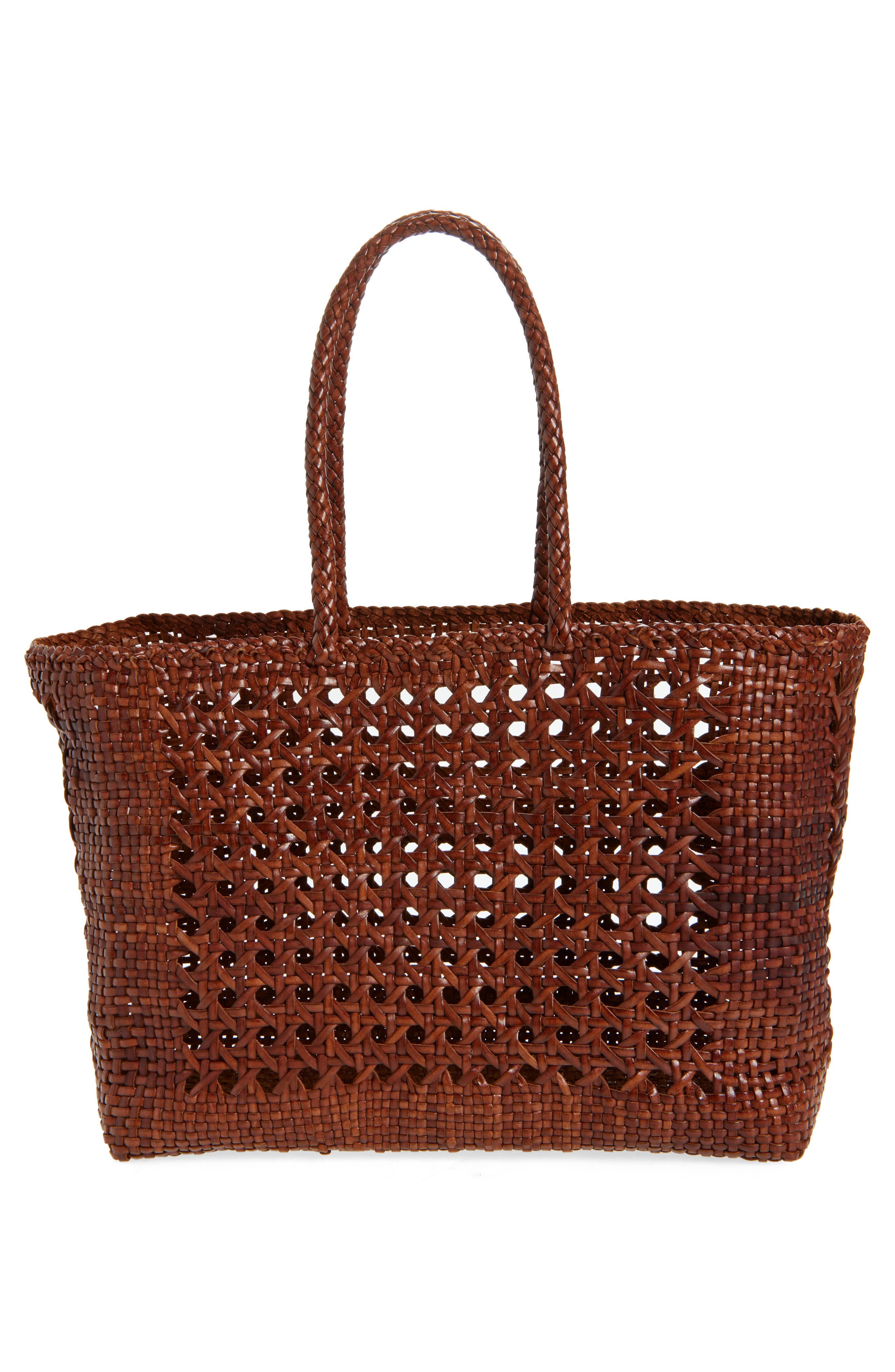 Loeffler Randall Klara Woven Leather Tote, Alternate, color, Saddle