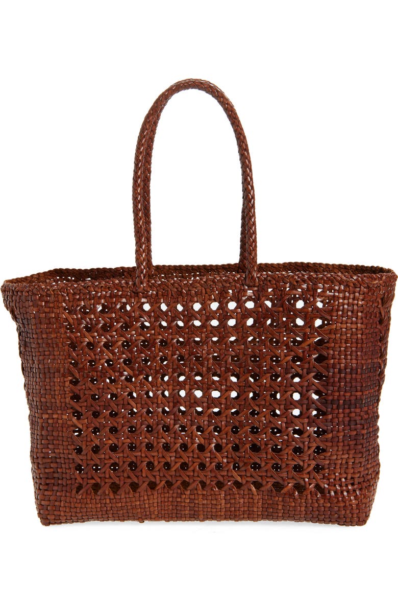 Loeffler Randall Klara Woven Leather Tote, Alternate, color, Saddle