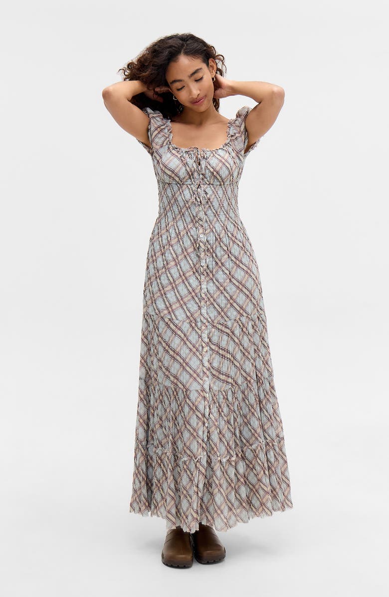 BDG Urban Outfitters Tiana Check Maxi Dress, Alternate, color, Blue Check