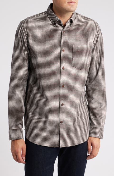 Trim Fit Plaid Flannel Button-Down Shirt
