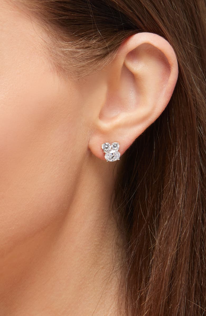 Nadri Stellar Cluster Stud Earrings, Alternate, color, Rhodium