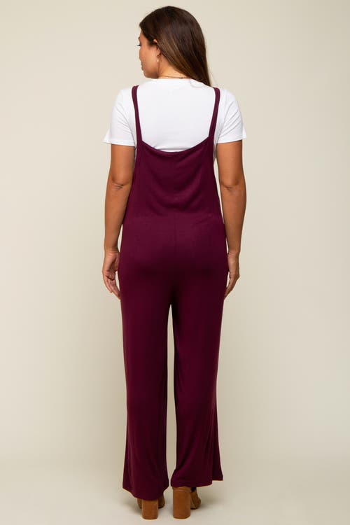 Pinkblush Sleeveless Pocketed Wide Leg Jumpsuit In Burgundy