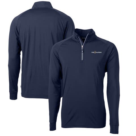 Men's Cutter & Buck Navy THE PLAYERS Adapt Knit Eco Stretch Recycled Big & Tall Quarter-Zip Pullover Top
