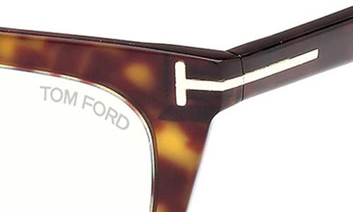 Tom Ford 52mm Square Blue Light Blocking Glasses In Havana Eco/t Logo