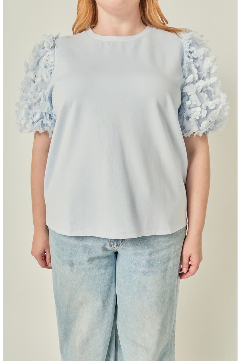 Flower Mixed Media Top, Alternate, color, POWDER BLUE