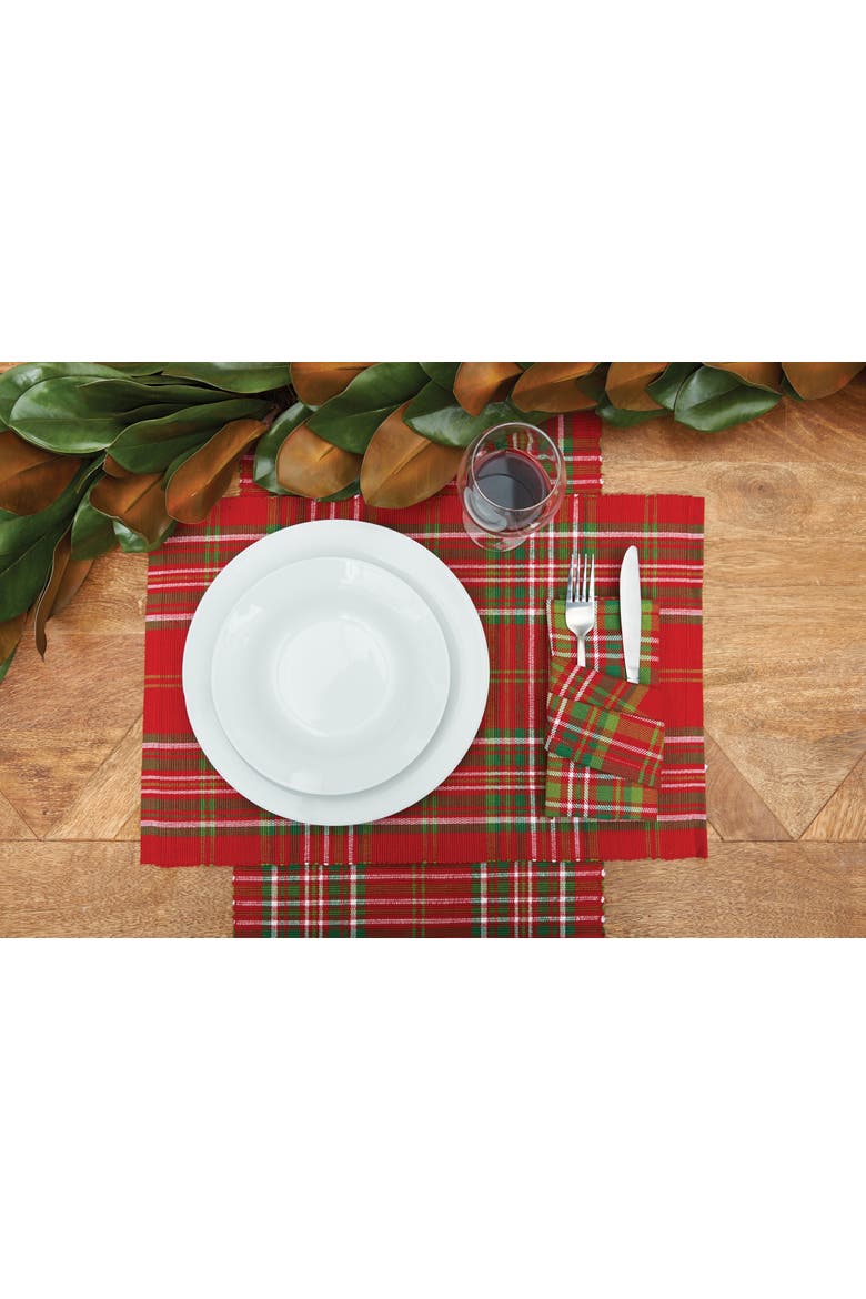 Jonah Plaid Placemats Set of 6, 13" x 19", Alternate, color, Red