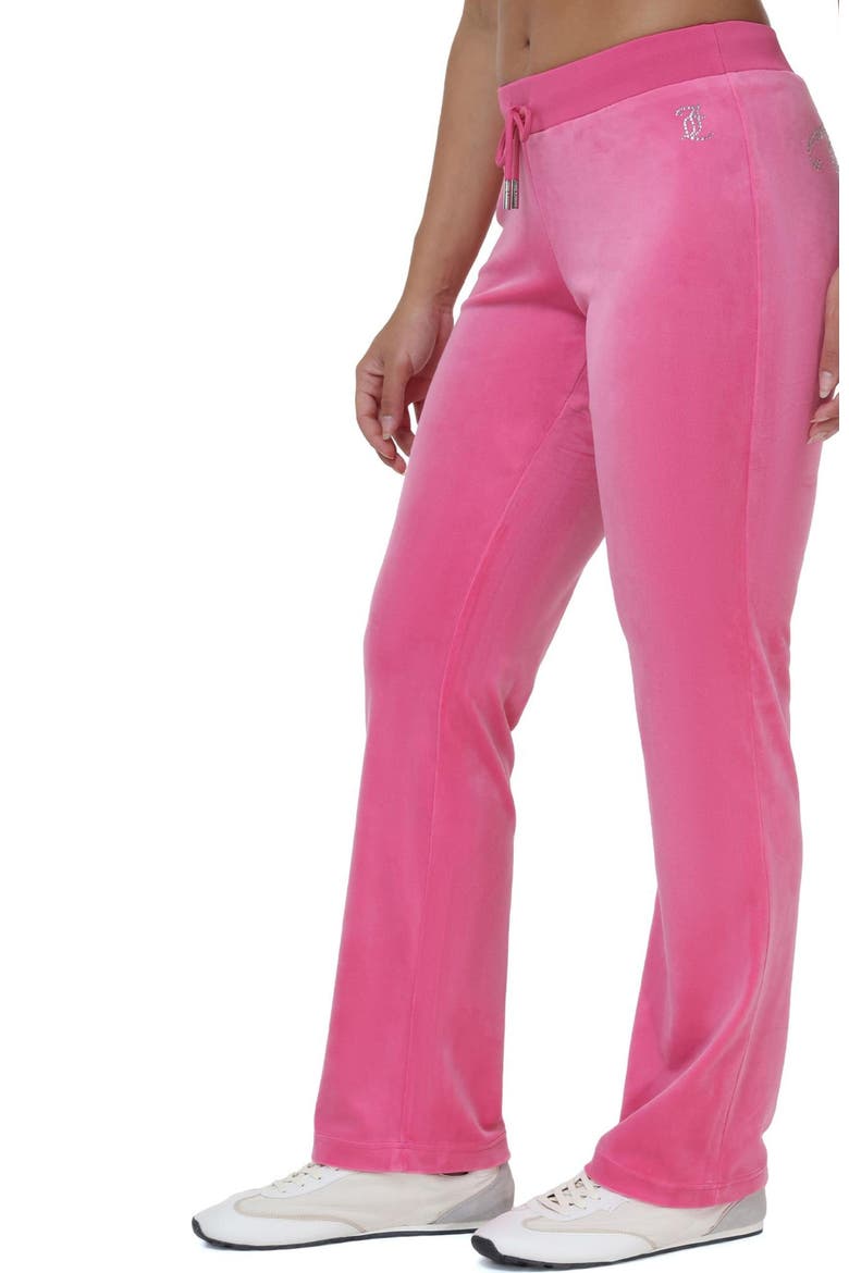 Rib Waist Velour Track Pant, Bubblegum, Alternate, color, BUBBLEGUM