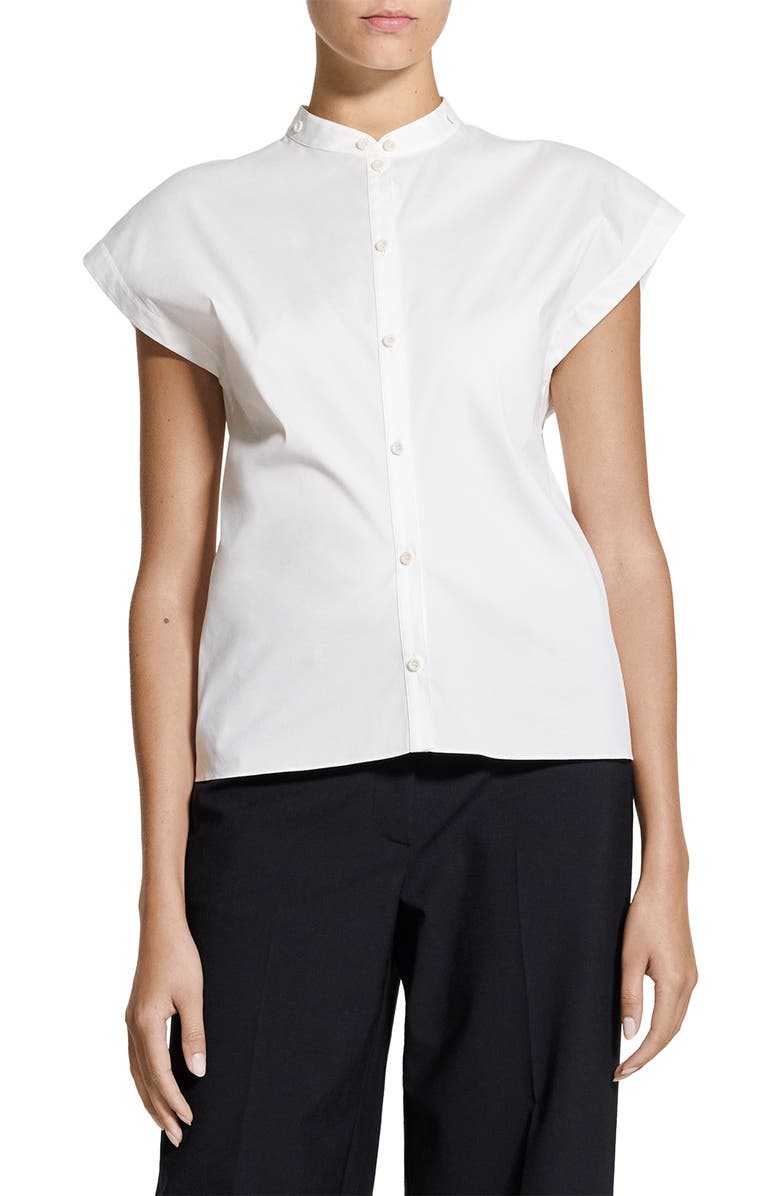 Theory Good Sleeveless Button-Up Shirt, Main, color, White