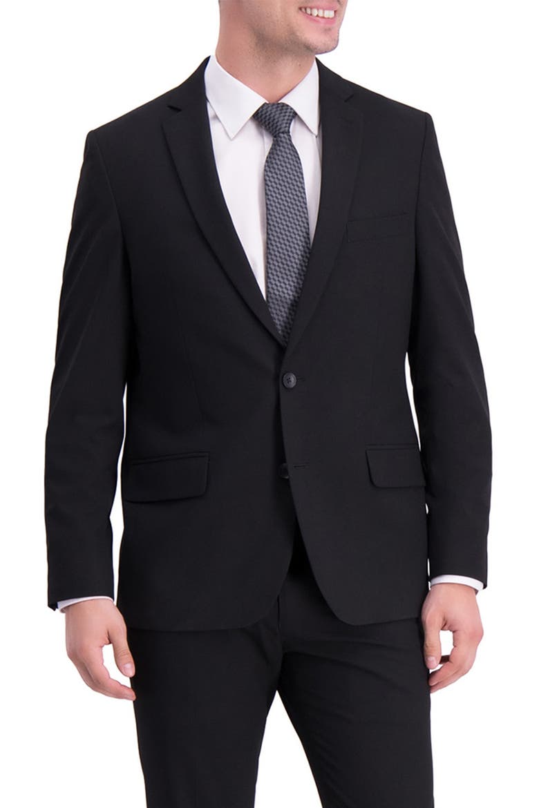 Sharkskin Two Button Notch Lapel Stretch Slim Fit Suit Separates Jacket, Main, color, BLACK