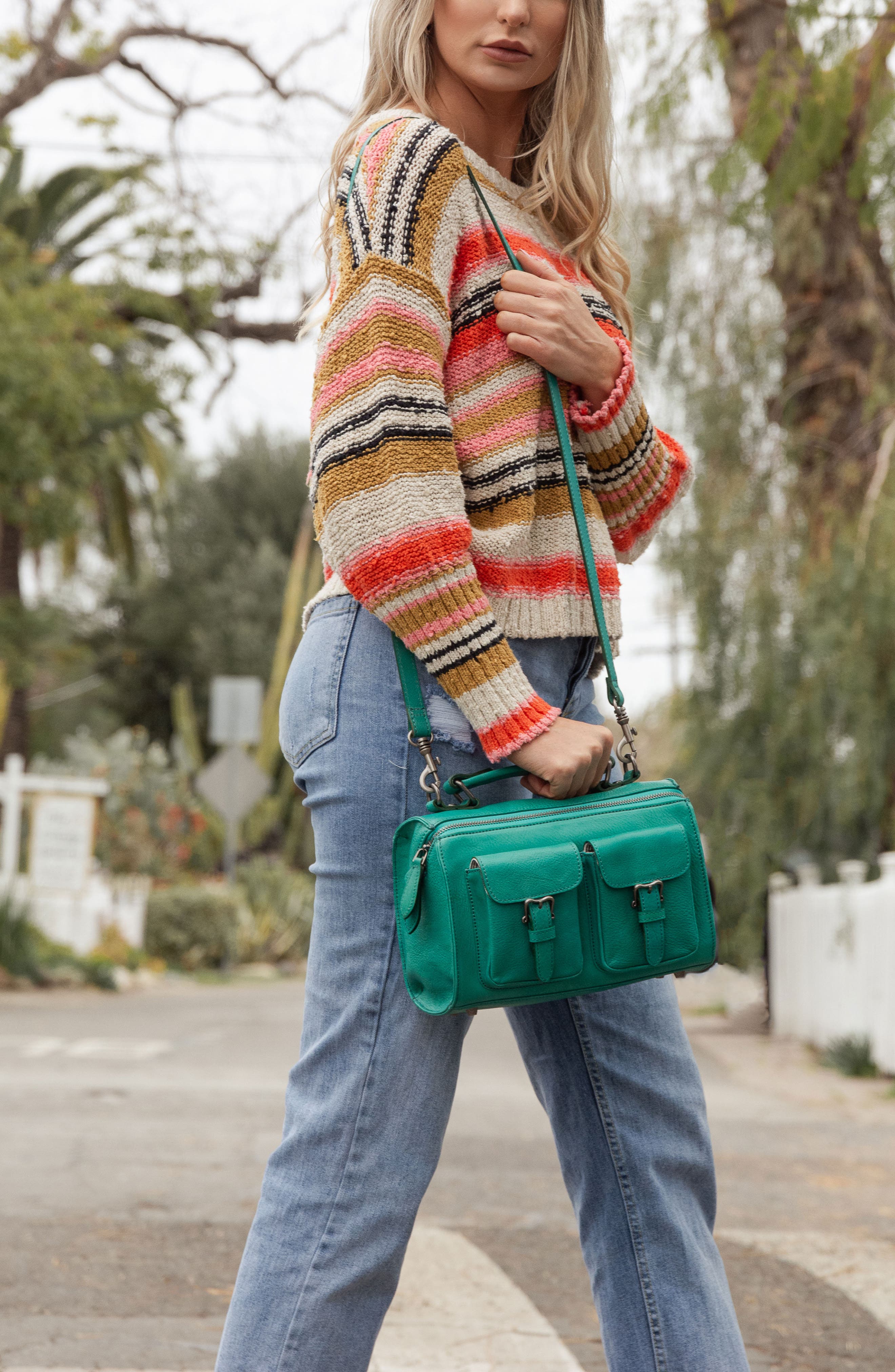 Las Luna Leather Crossbody Bag, Alternate, color, AQUA