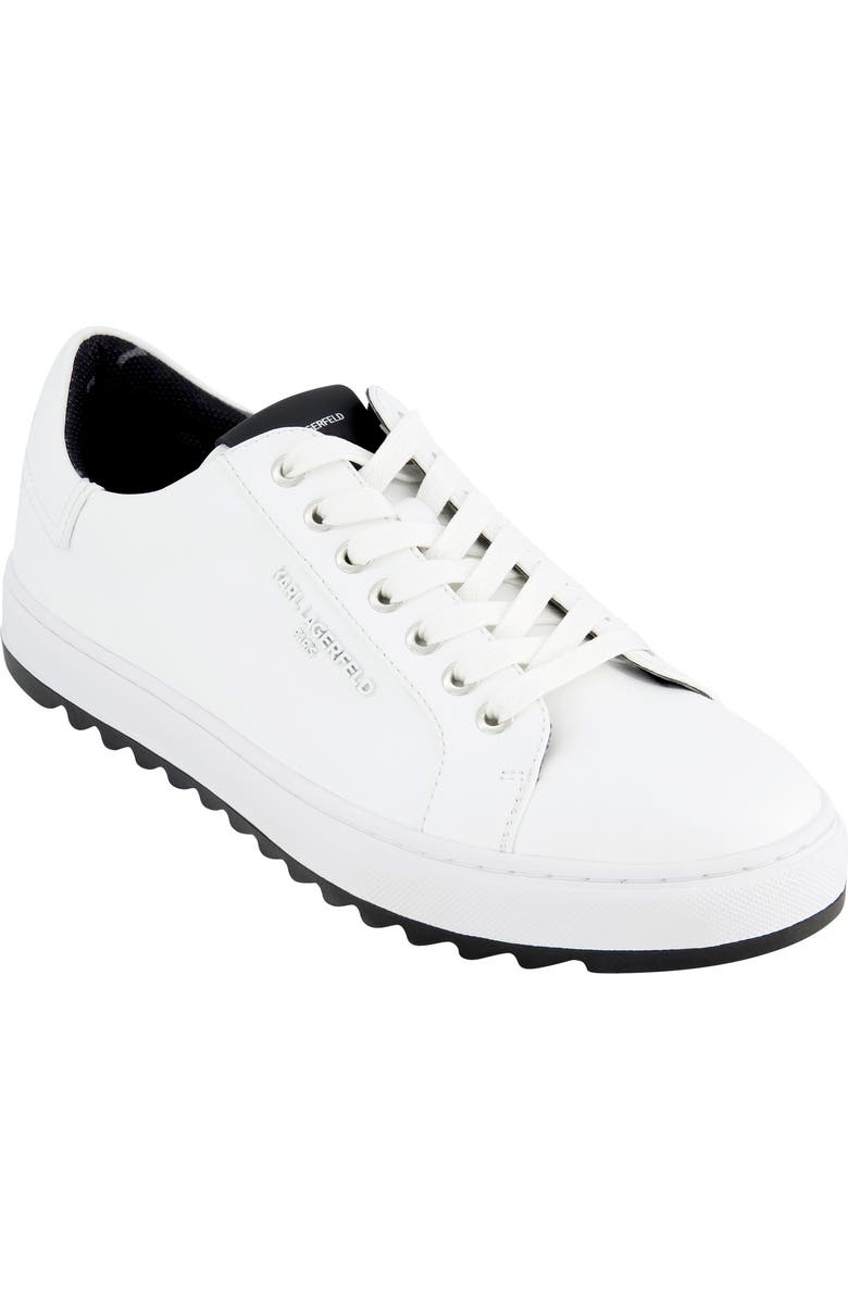 KARL LAGERFELD PARIS Leather Low Top Sneaker, Main, color, White