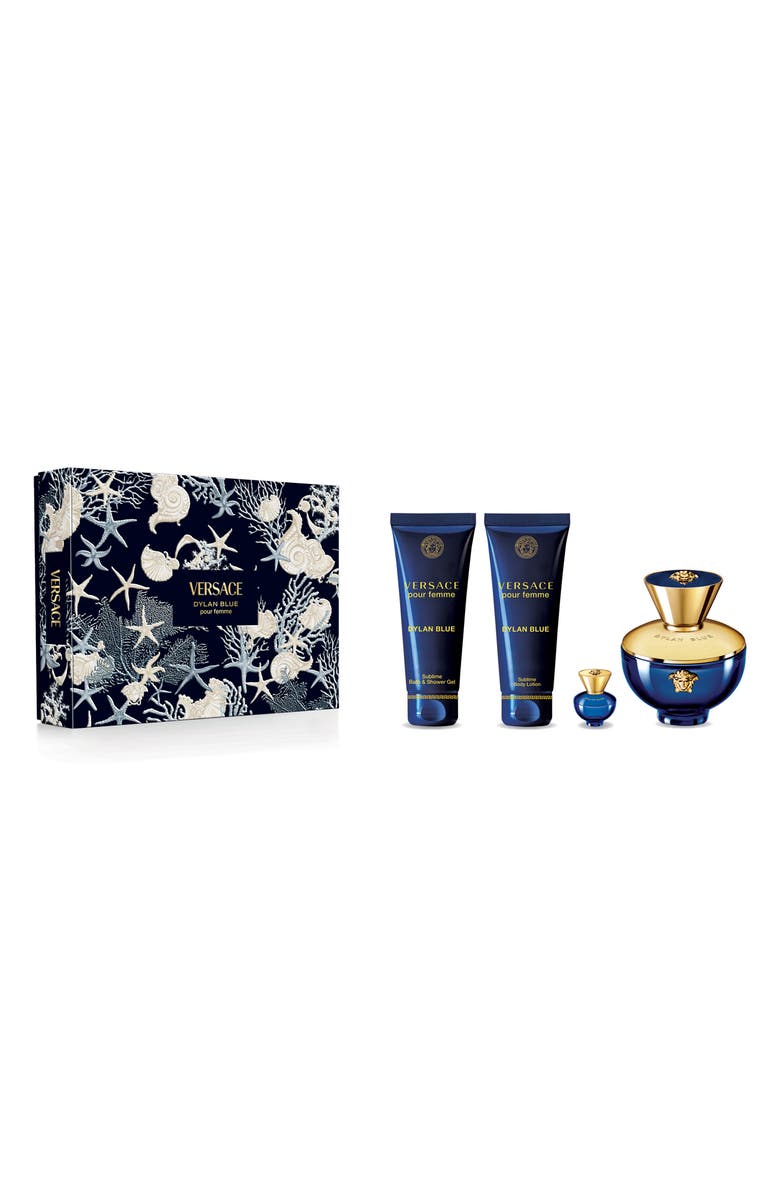 Versace Dylan Blue Pour Femme Eau de Parfum 4-Piece Gift Set $168 Value, Main, color, 