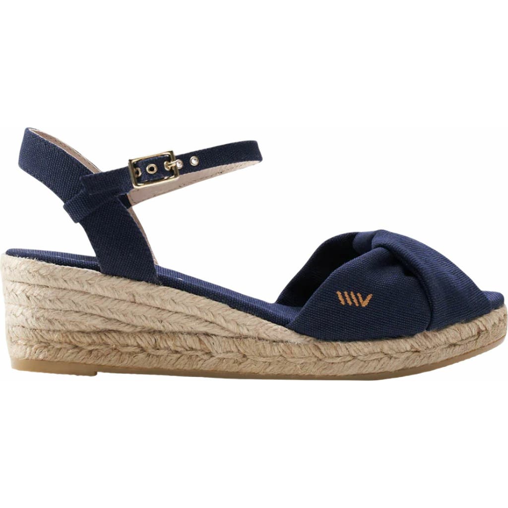 VISCATA Farella Canvas Espadrille Sandal Wedges in Navy Blue  product