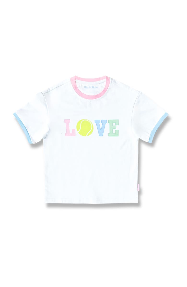 Bits & Bows Love Tennis T-Shirt, Main, color, White/Pink/Blue