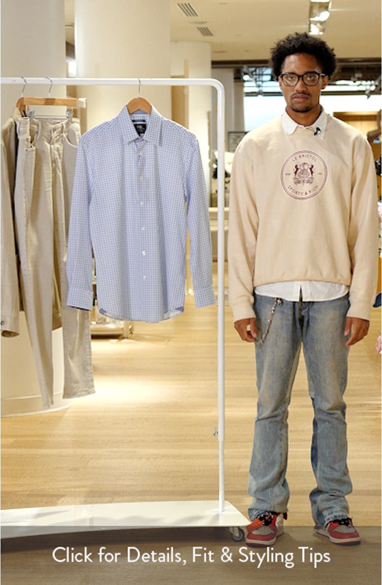 Regular Fit Square Print Performance Dress Shirt, sales video thumbnail