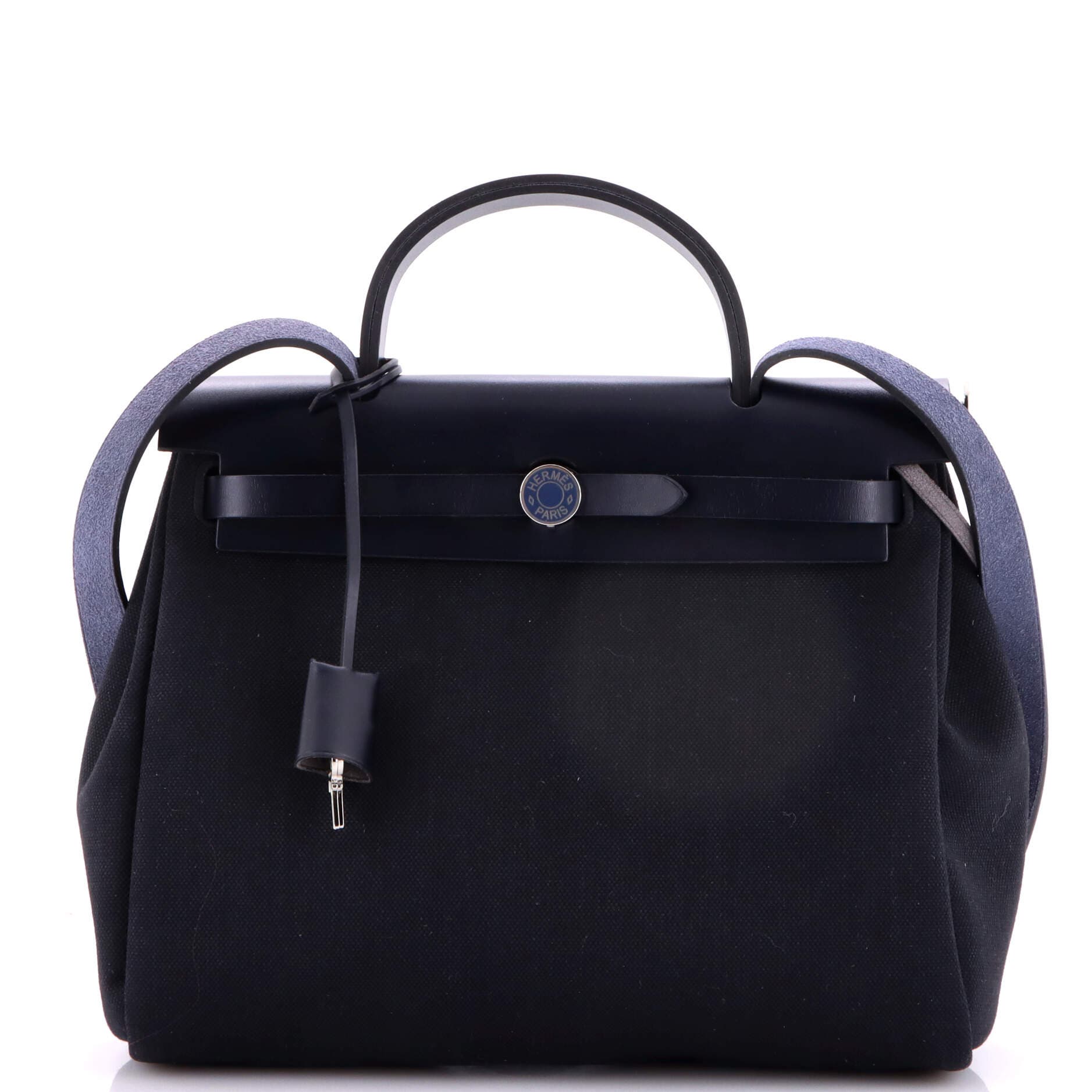 Pre-Owned Hermes Herbag Zip Leather and Toile 31, Main, color, Caban