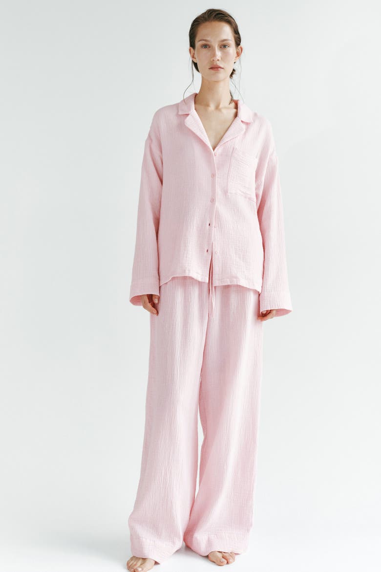 Cotton Muslin Pajamas, Alternate, color, Light pink