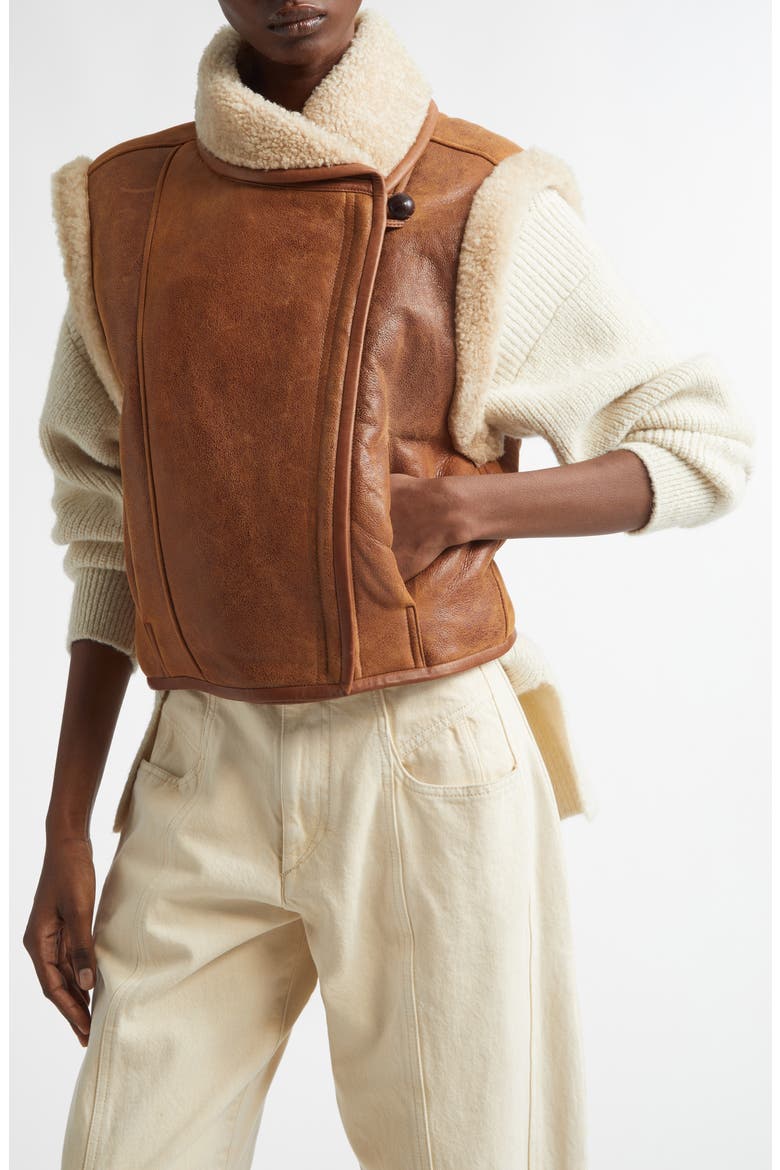 Alime Genuine Shearling Vest, Alternate, color, COGNAC