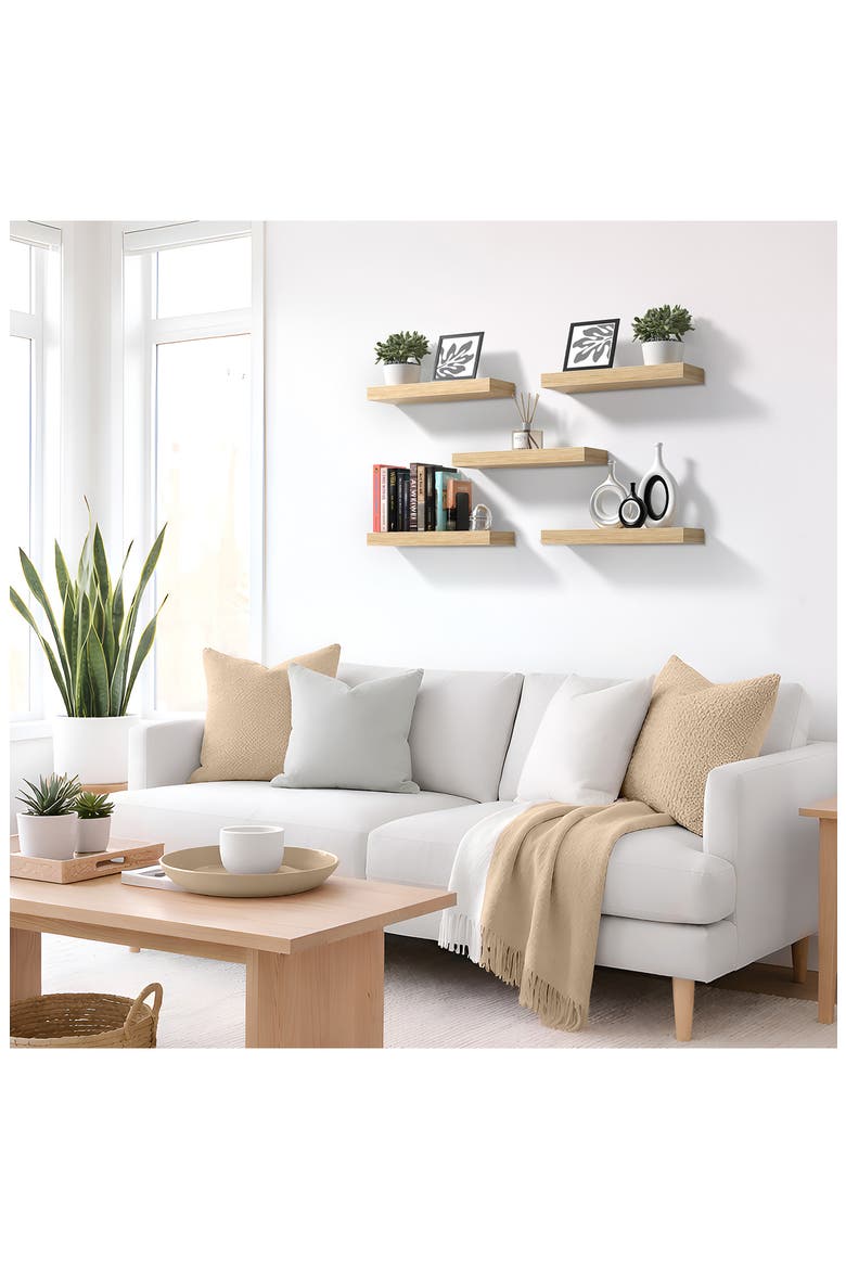 Set of 2 16-Inch Rectangular Floating Shelves, Alternate, color, MAPLE