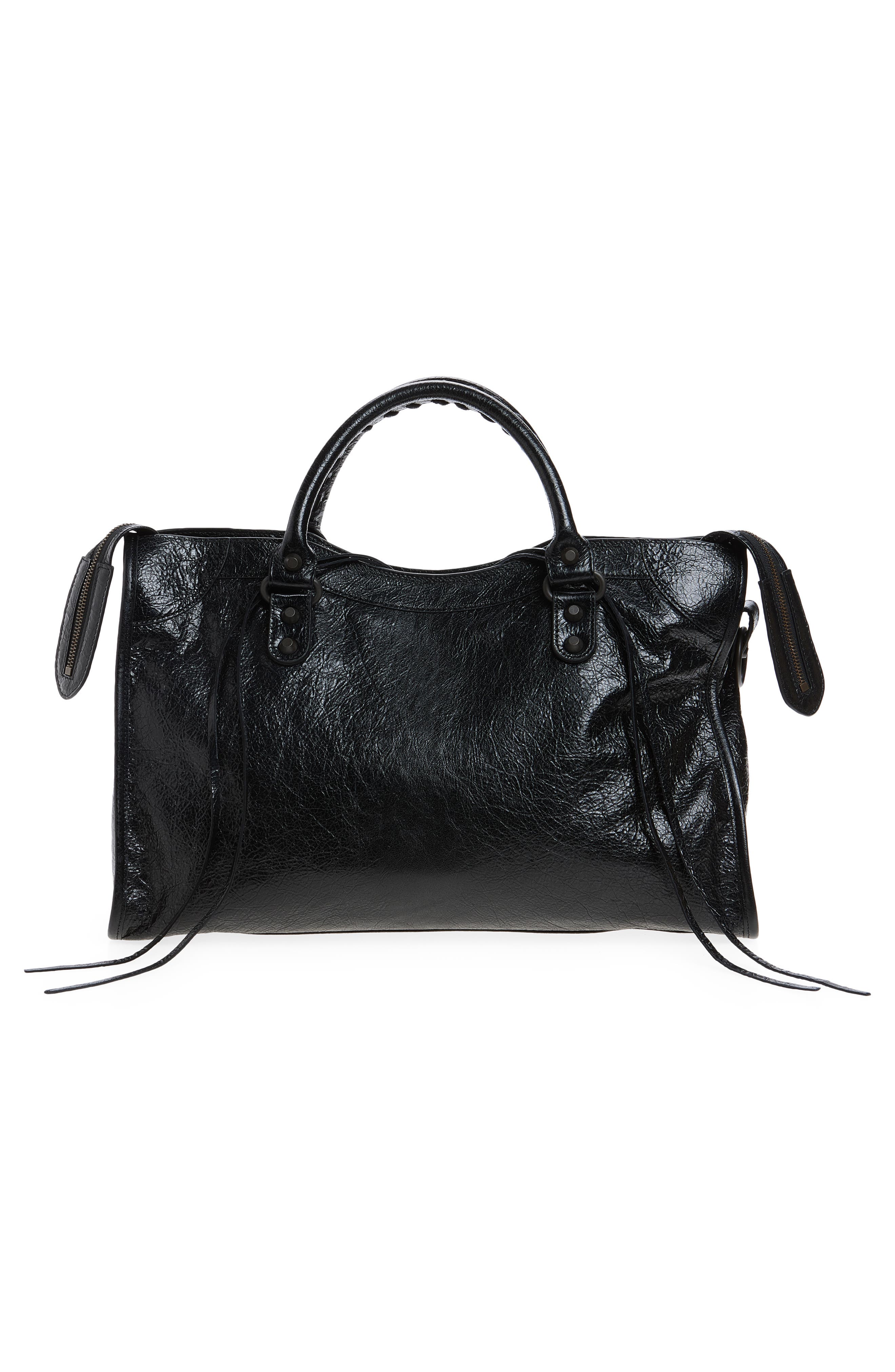 Balenciaga Medium Le City Leather Satchel, Alternate, color, 1000 Black
