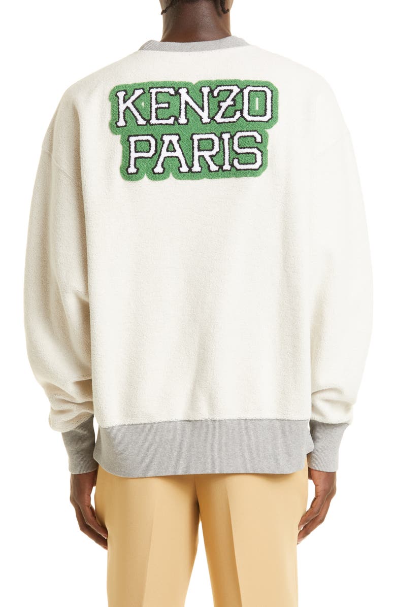 KENZO Men's Varsity Logo Patch Cotton Fleece Sweatshirt, Alternate, color, 