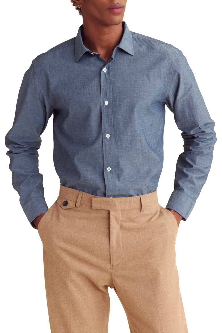 Holt Cotton Chambray Dress Shirt, Main, color, CHAMBRAY