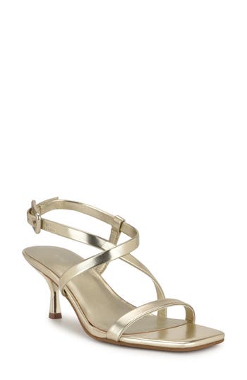 Nine West Hinell Kitten Heel Sandal In Gold 710
