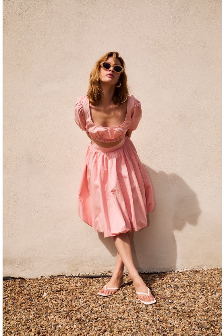 Tessa Bubble Hem Midi Skirt, Alternate, color, PINK