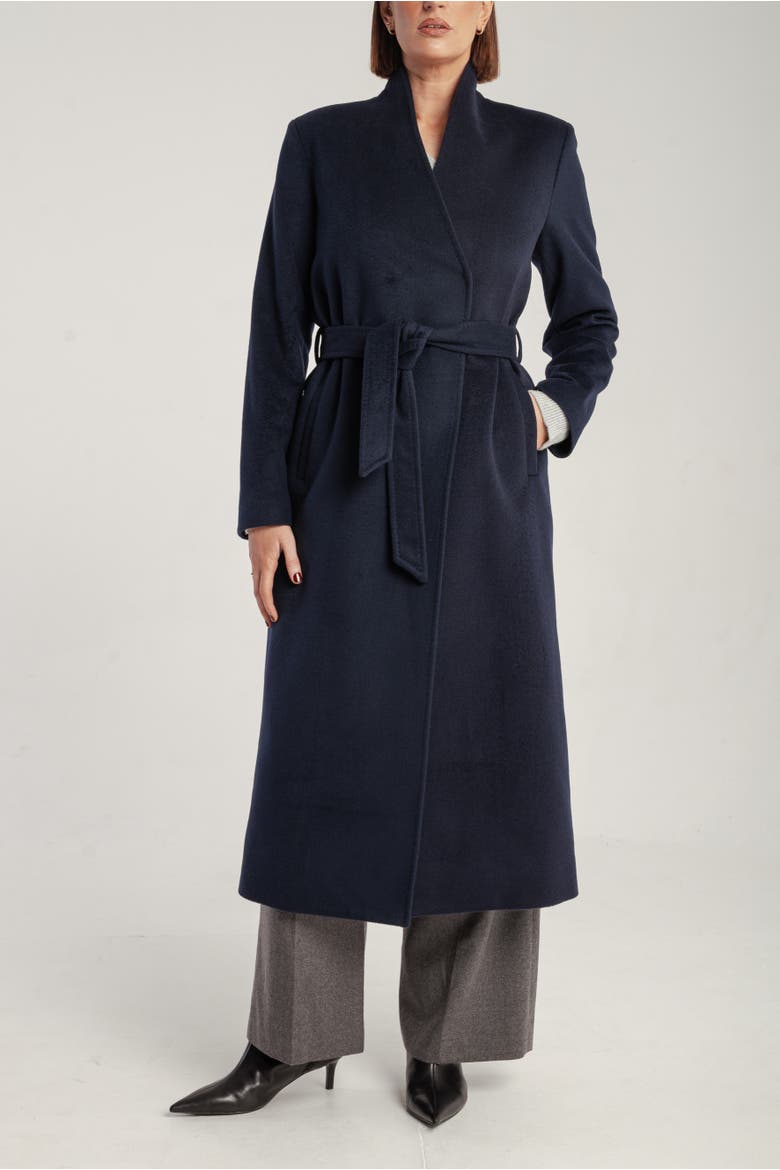 Cashmere Belted Long Coat, Main, color, Navy