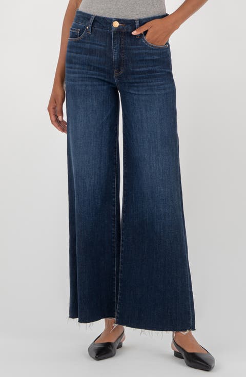 Meg High Waist Raw Hem Wide Leg Jeans (Innoxious)