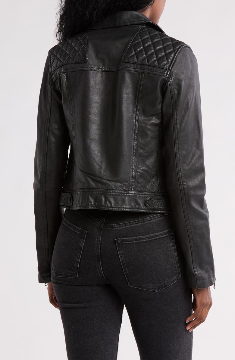 AllSaints Conroy Leather Moto Jacket, Alternate, color, Black