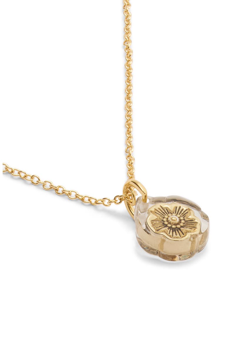 Lucite Tea Rose Pendant Necklace, Alternate, color, GOLD