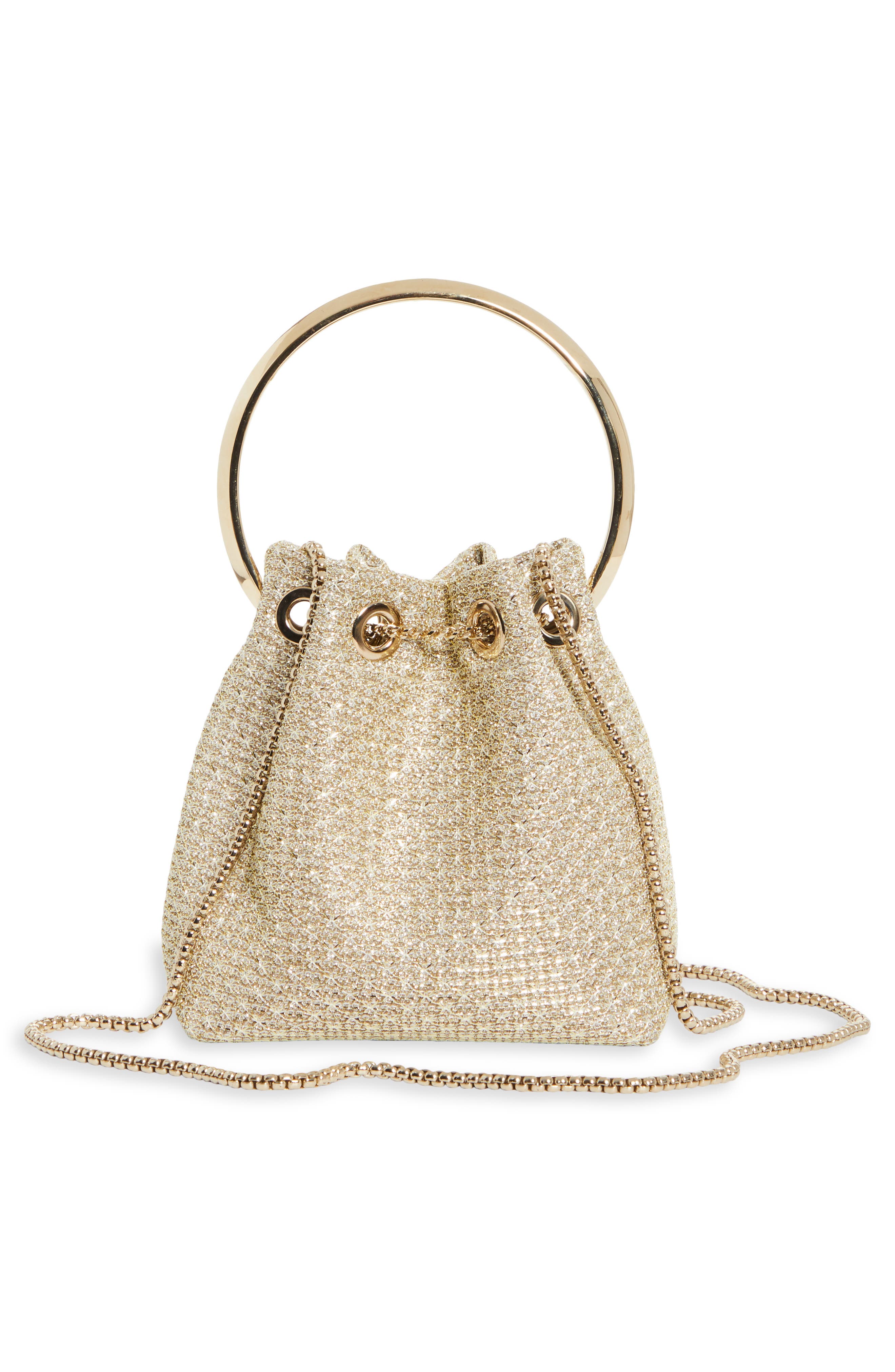 Jimmy Choo Bon Bon Woven Metallic Top Handle Bag, Alternate, color, 