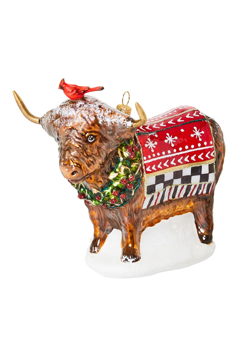 Cozy Christmas Highland Cow Ornament, Main, color, BROWN