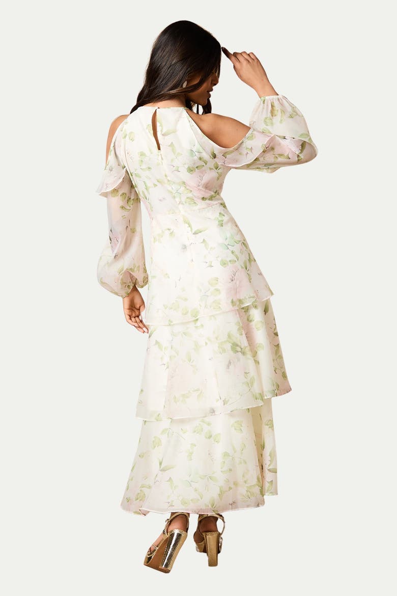 Petite Organza Cold Shoulder Midi Dress, Alternate, color, Ivory