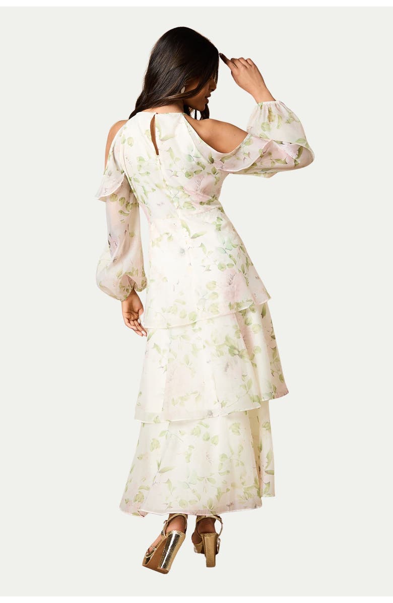 Oasis Petite Organza Cold Shoulder Midi Dress, Alternate, color, Ivory