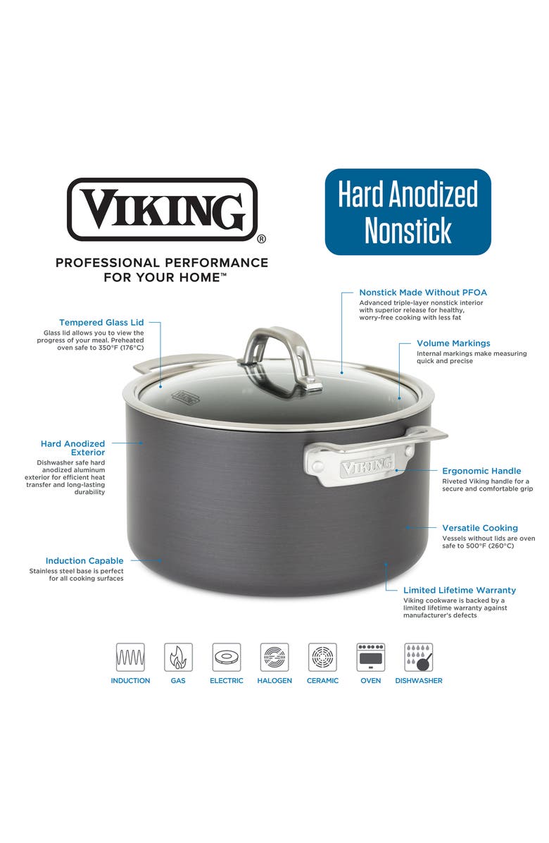 Viking 4-Quart Hard Anodized Nonstick Soup Pot with Lid, Alternate, color, Dark Grey