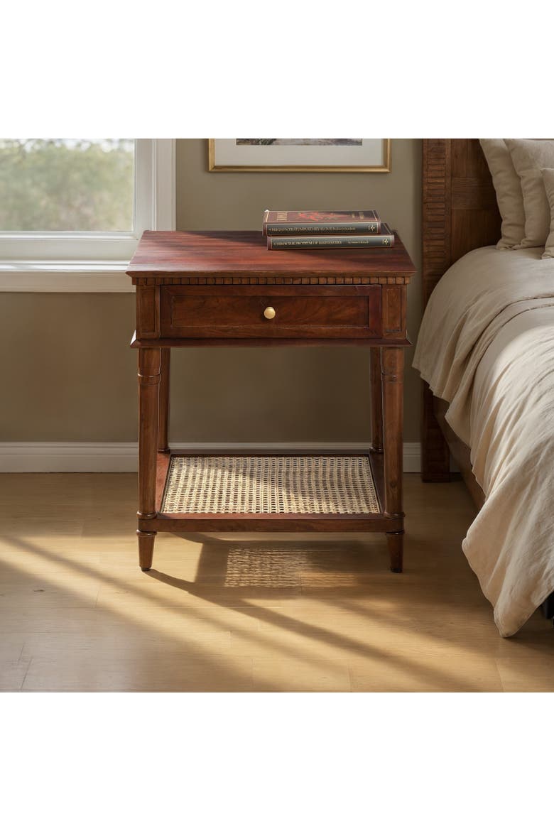 End Table with Drawer and Storage Shelf, Alternate, color, Brown