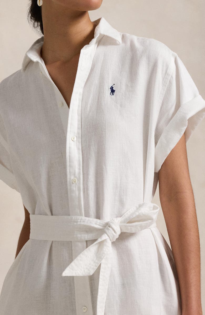 Polo Ralph Lauren Short Sleeve Belted Linen Shirtdress, Alternate, color, 
