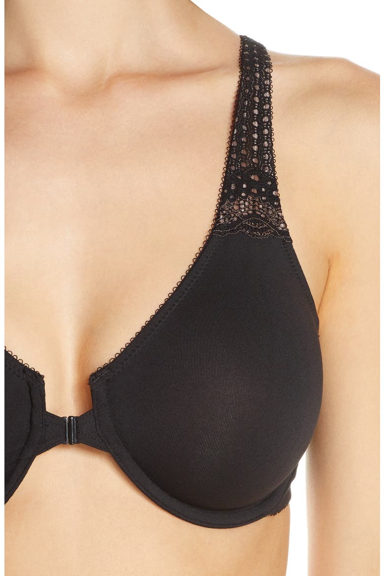 Soft Embrace Front Closure Underwire Bra, Alternate, color, BLACK