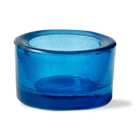 Chunky Light Blue Glass Tealight Holder for Everyday Use