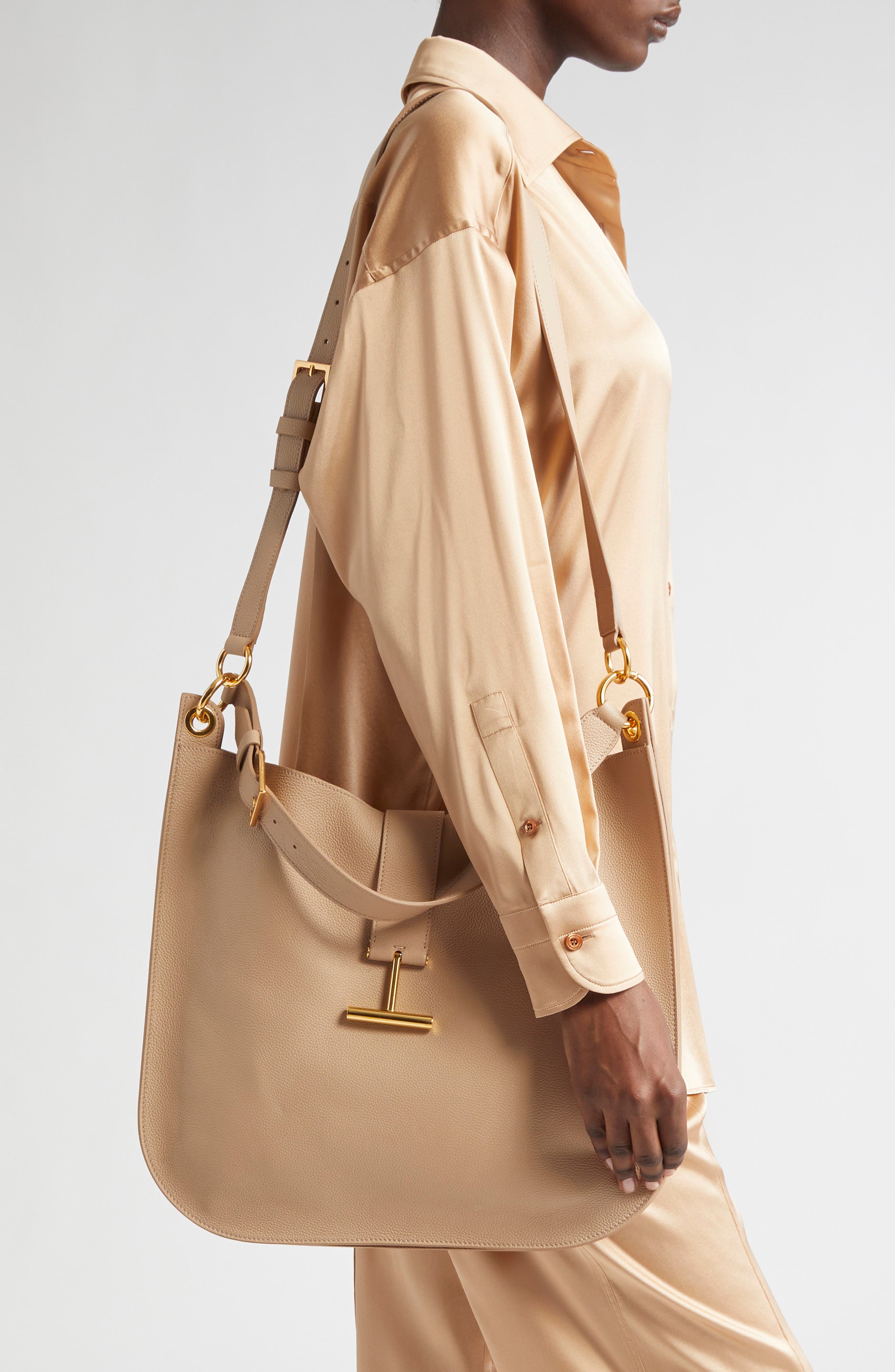 Large Tara Leather Hobo Bag, Alternate, color, JAA LIGHT BEIGE