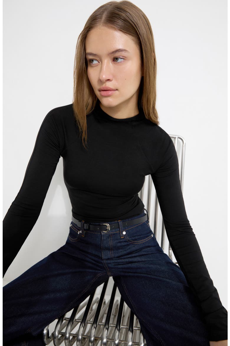 Minetta Stretch Jersey Top, Alternate, color, BLACK