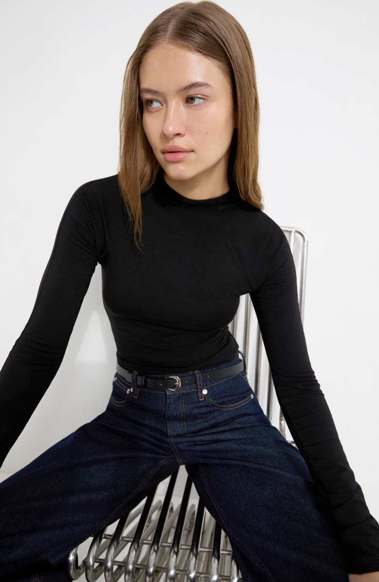 Marcella Minetta Stretch Jersey Top, Alternate, color, Black