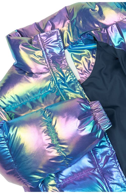The New Kids' Paris Iridescent Puffer Jacket In Silver