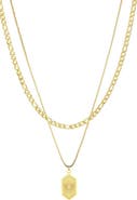 Adornia 18K Gold Plated Medallion Pendant Layered Necklace