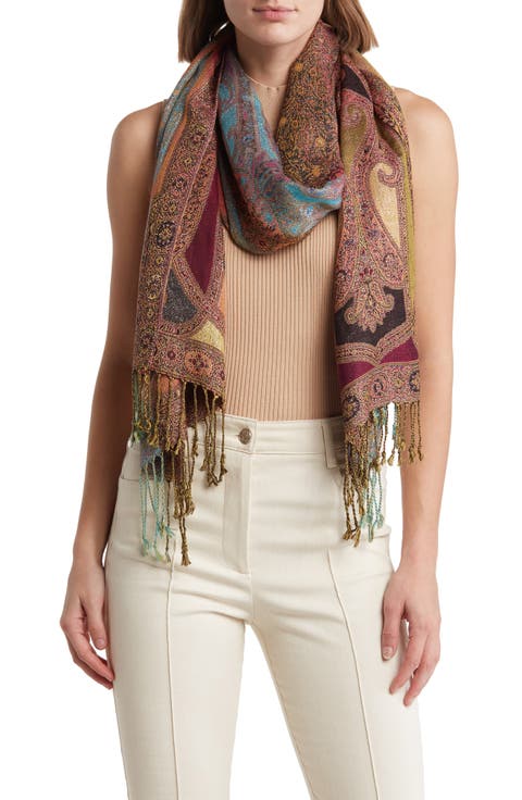 Paisley Lurex Knit Scarf