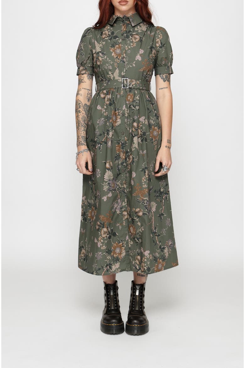Poison Eden Midaxi Shirt Dress, Main, color, Green