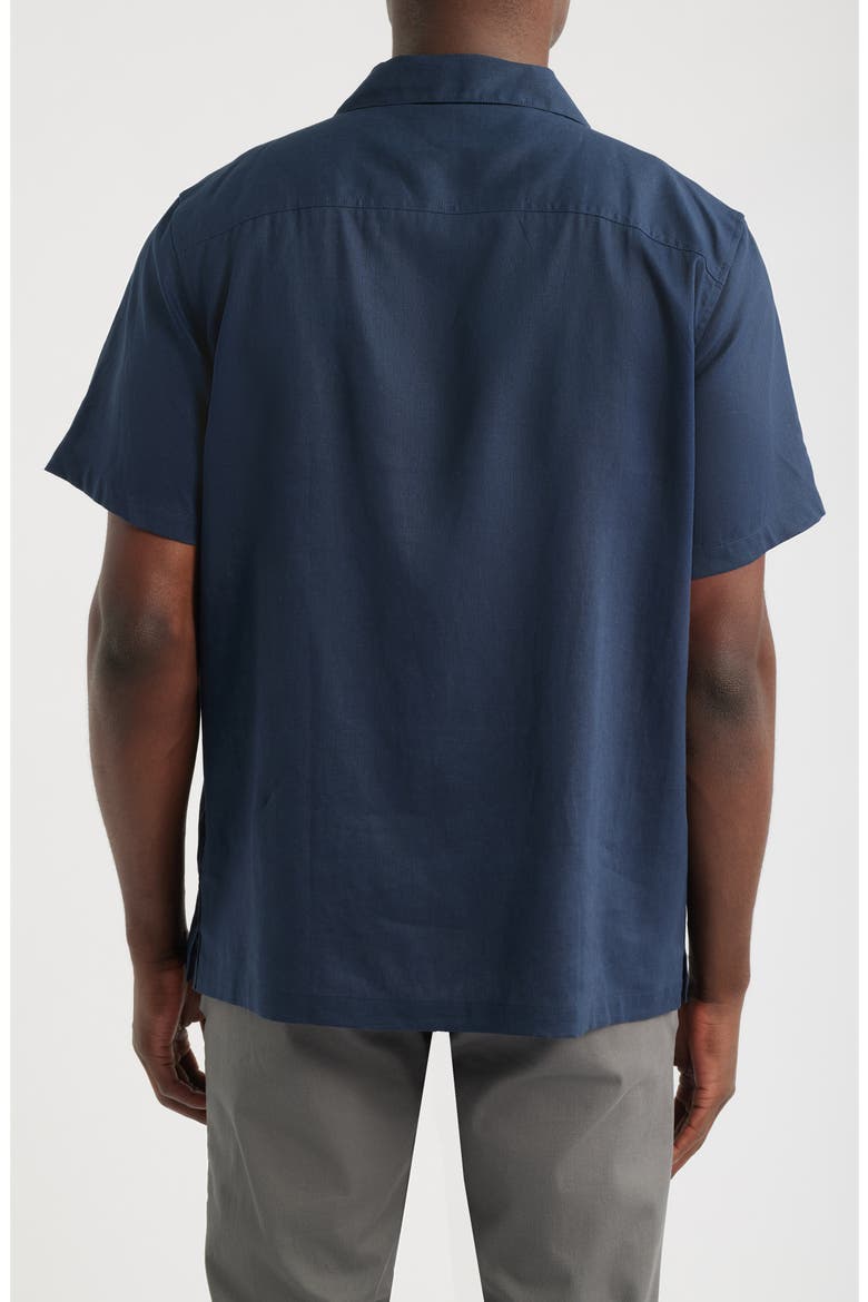 Relaxed Fit Linen Camp Shirt, Alternate, color, TRUE NAVY