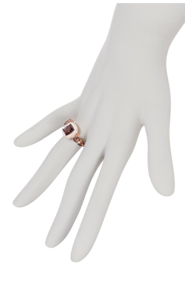 SUZY LEVIAN Rose Gold Plated Sterling Silver CZ Halo Ring, Main, color, 